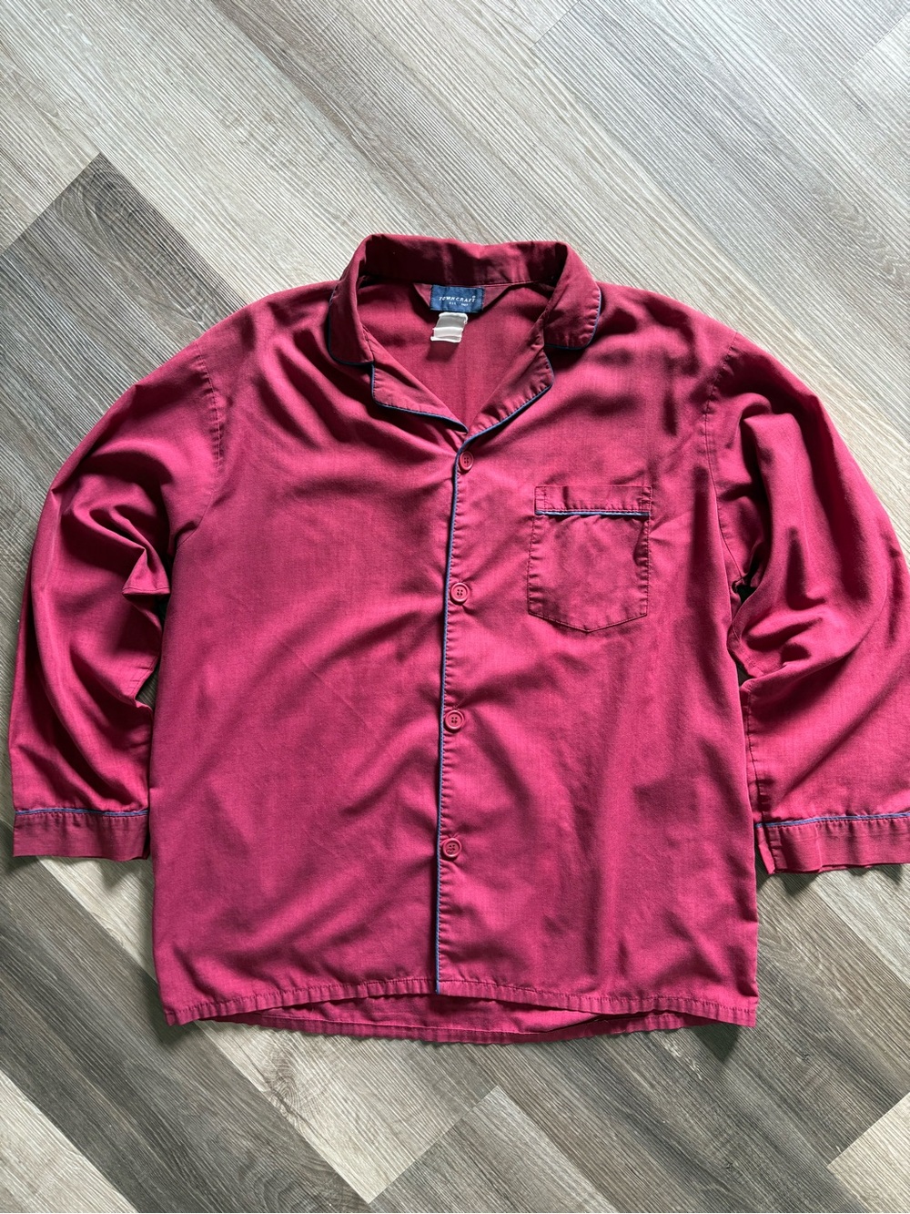 Vintage Towncraft Red Pajama Shirt Top Size L / XL Button Down Loungewear